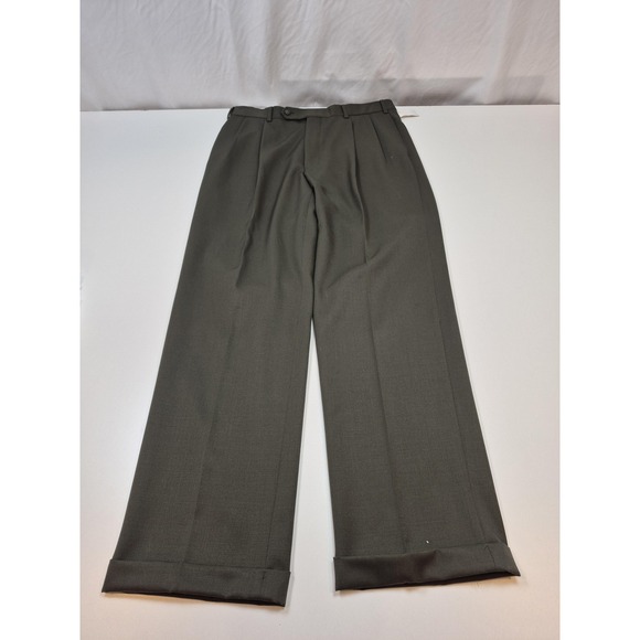 Brooks Brothers Wool Pants Mens 35x32 Green Pleated NWT Office Formal